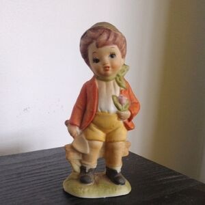 Charming Vintage Boy Flower Gardener Nursery Worker Figurine